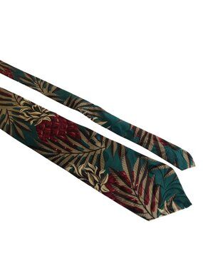 Bugatti Silk Tie Green Red Mens Necktie Tropical Leaf Pineapple Office Work Gift